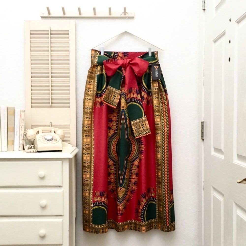 D’Iyanu Bold African Print Maxi Skirt with Sash - Picture 4 of 8